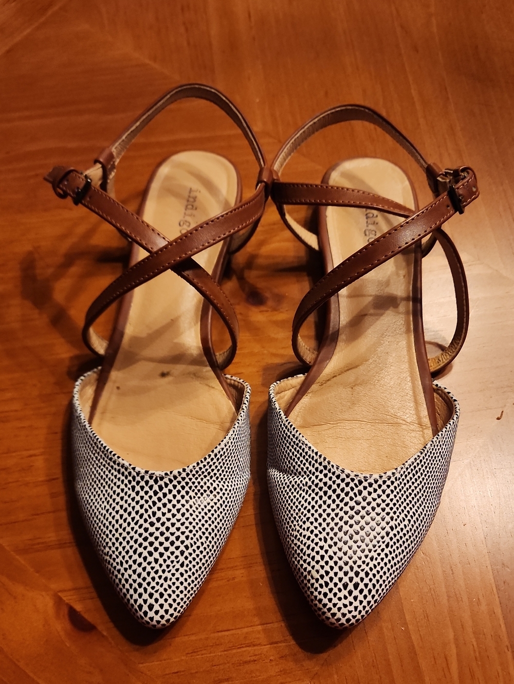 Indigo rd. Two-Tone Pointed Toe Slingback in Black/White Print